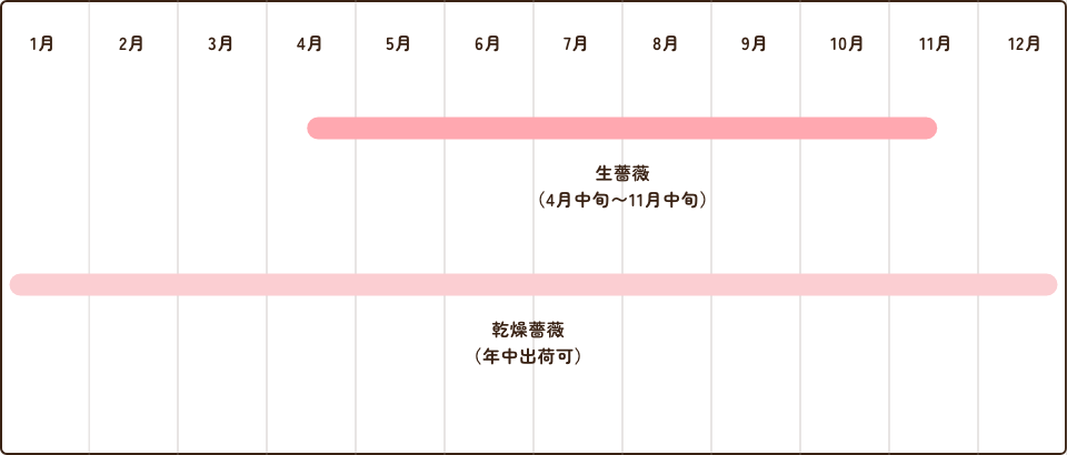 阿蘇ローズベリー香園の薔薇収穫カレンダー